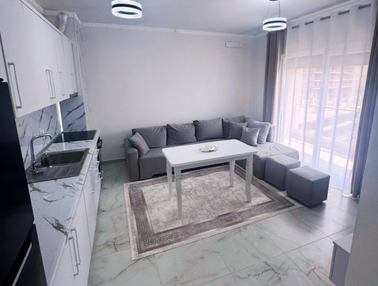 Modern fully furnished 2-room apartment in new building in Golem, Albania, 57.3 m², located 950 meters from the sea