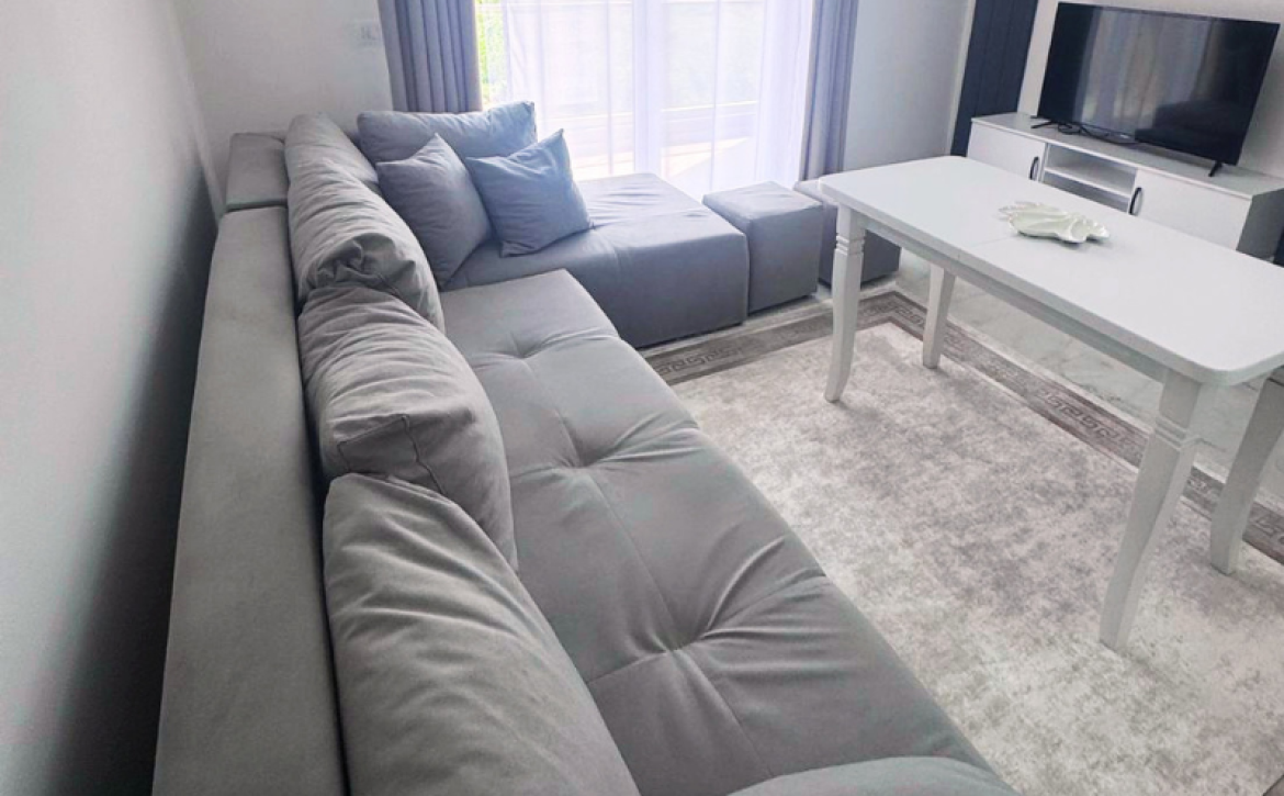 Modern fully furnished 2-room apartment in new building in Golem, Albania, 57.3 m², located 950 meters from the sea