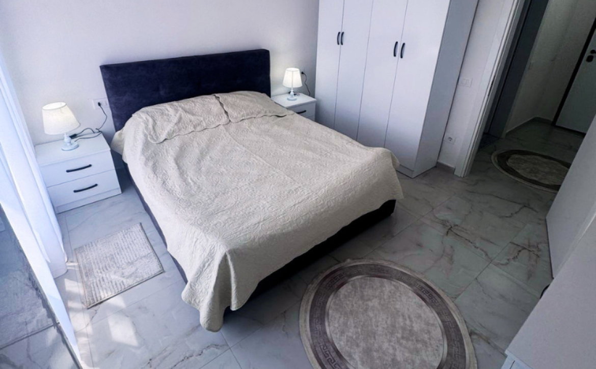 Modern fully furnished 2-room apartment in new building in Golem, Albania, 57.3 m², located 950 meters from the sea