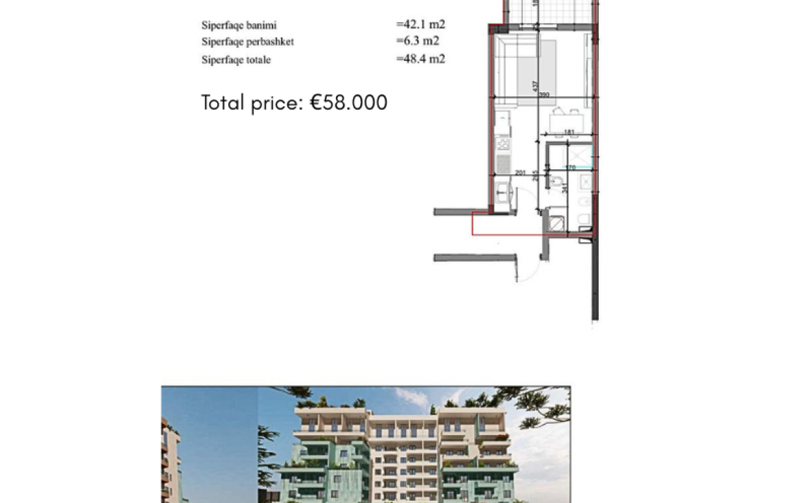 Modern residential complex with spacious studio apartments near the beach in Golem, Durrës