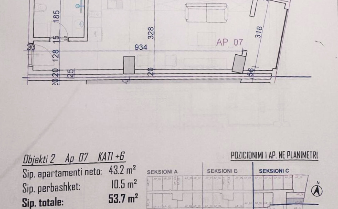 Detailní architektonický plán a metráž moderního prázdninového bytu v Rezidenci Bonita Viena