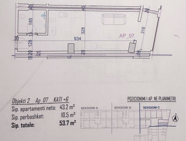 Detailní architektonický plán a metráž moderního prázdninového bytu v Rezidenci Bonita Viena