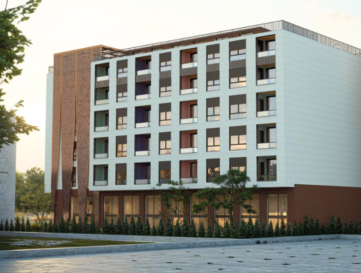 Moderní apartmánový komplex VM Residence v Albánii u moře s hotelovým bazénem a SPA