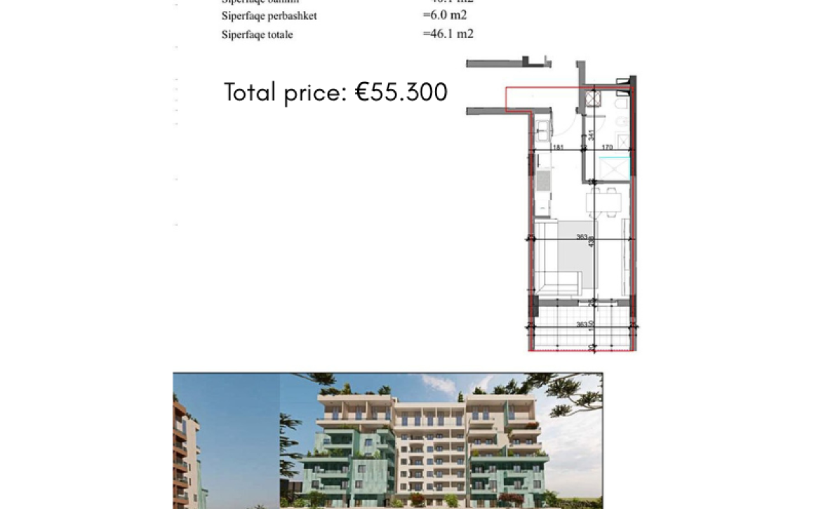 Modern residential complex with spacious studio apartments near the beach in Golem, Durrës