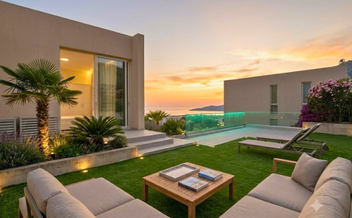 Luxusní vila s 2 ložnicemi a soukromou zahradou v resortu Green Coast v Palasë