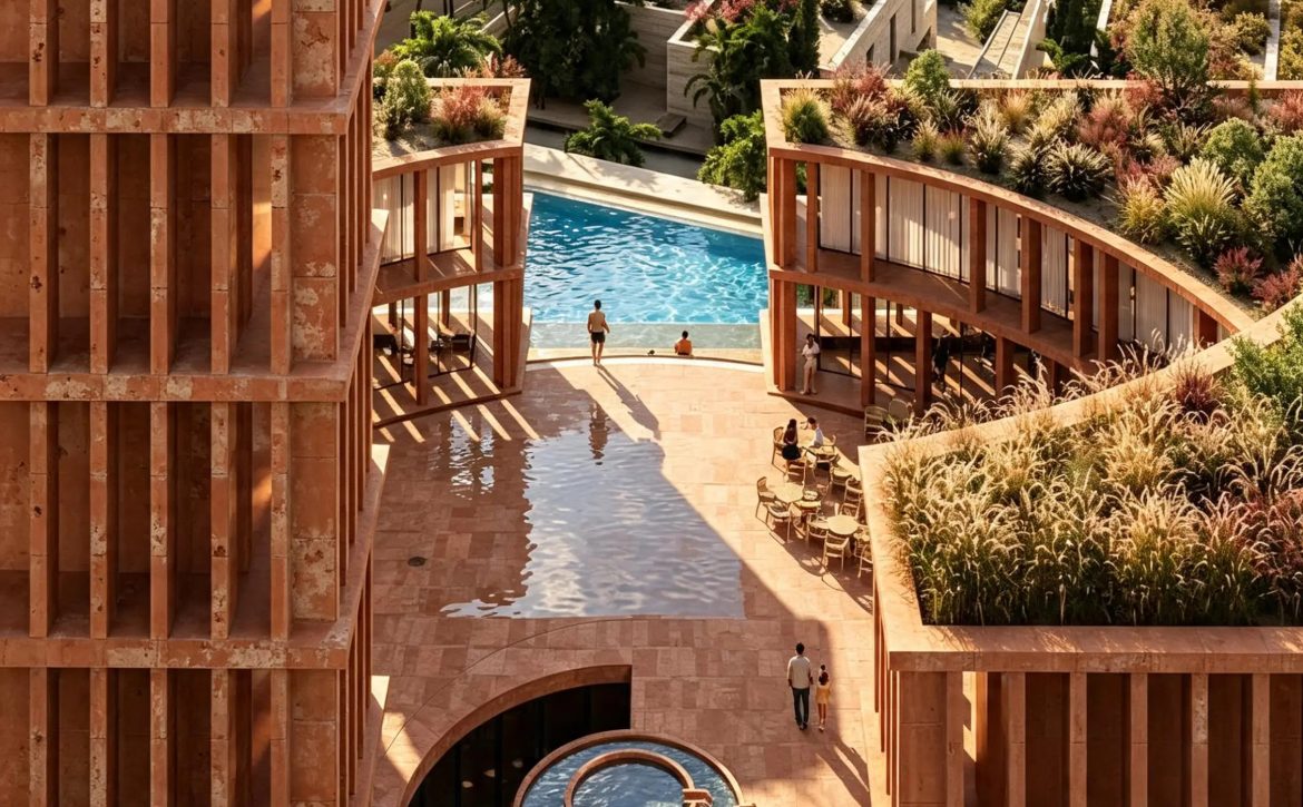 Terrarosa Residence luxury apartments with private terraces and infinity pool overlooking the sea in Borsh.Albanian Riviera
